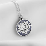 Double Sided Buddhist Sterling Silver Lotus Flower Necklace