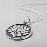 Double Sided Buddhist Sterling Silver Lotus Flower Necklace