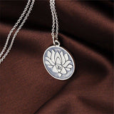 Double Sided Buddhist Sterling Silver Lotus Flower Necklace