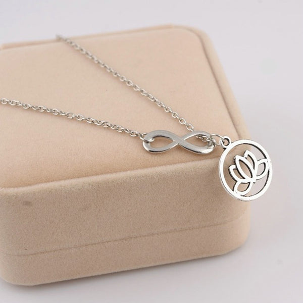 Lotus Flower Infinity Necklace